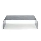 Gelsomina - Curved Glass Coffee Table with Hammered Effect - Made in Italy Viadurini