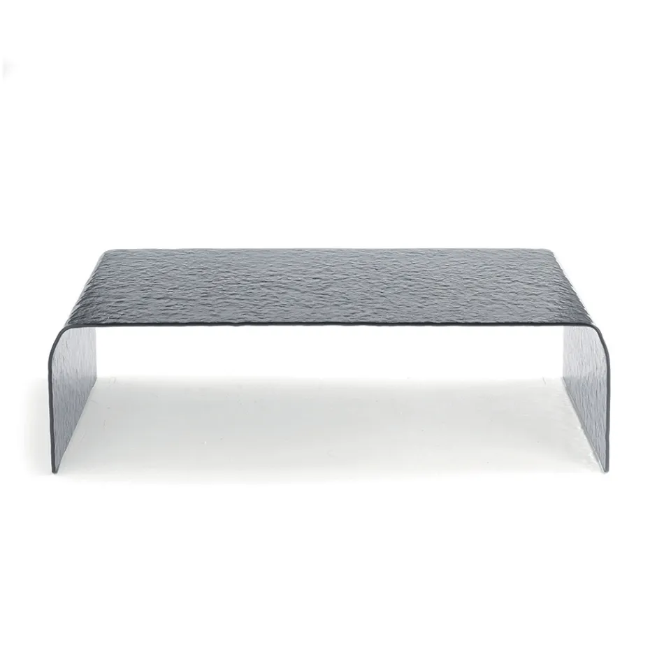 Gelsomina - Curved Glass Coffee Table with Hammered Effect - Made in Italy Viadurini