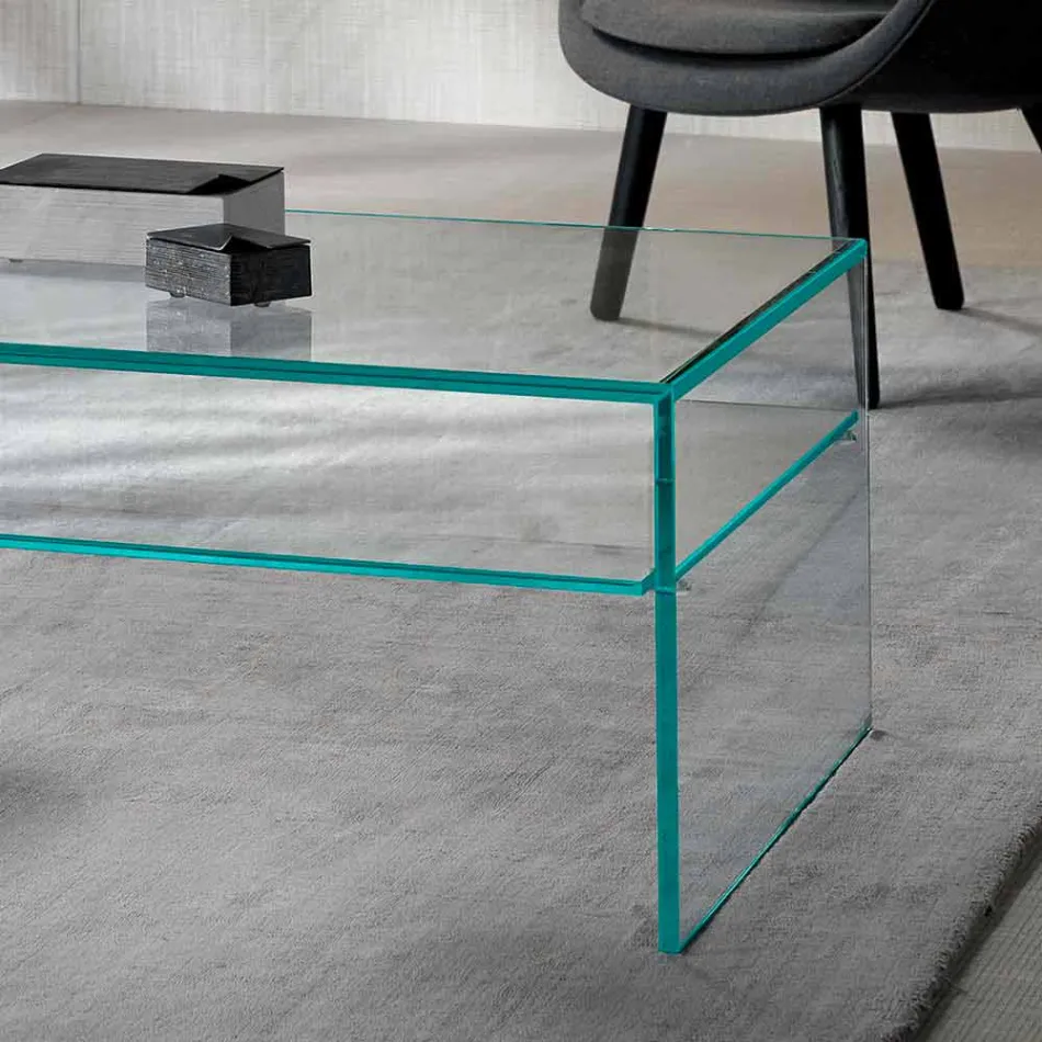 Bridge coffee table in extra-clear glass Made in Italy - Tifrana Viadurini