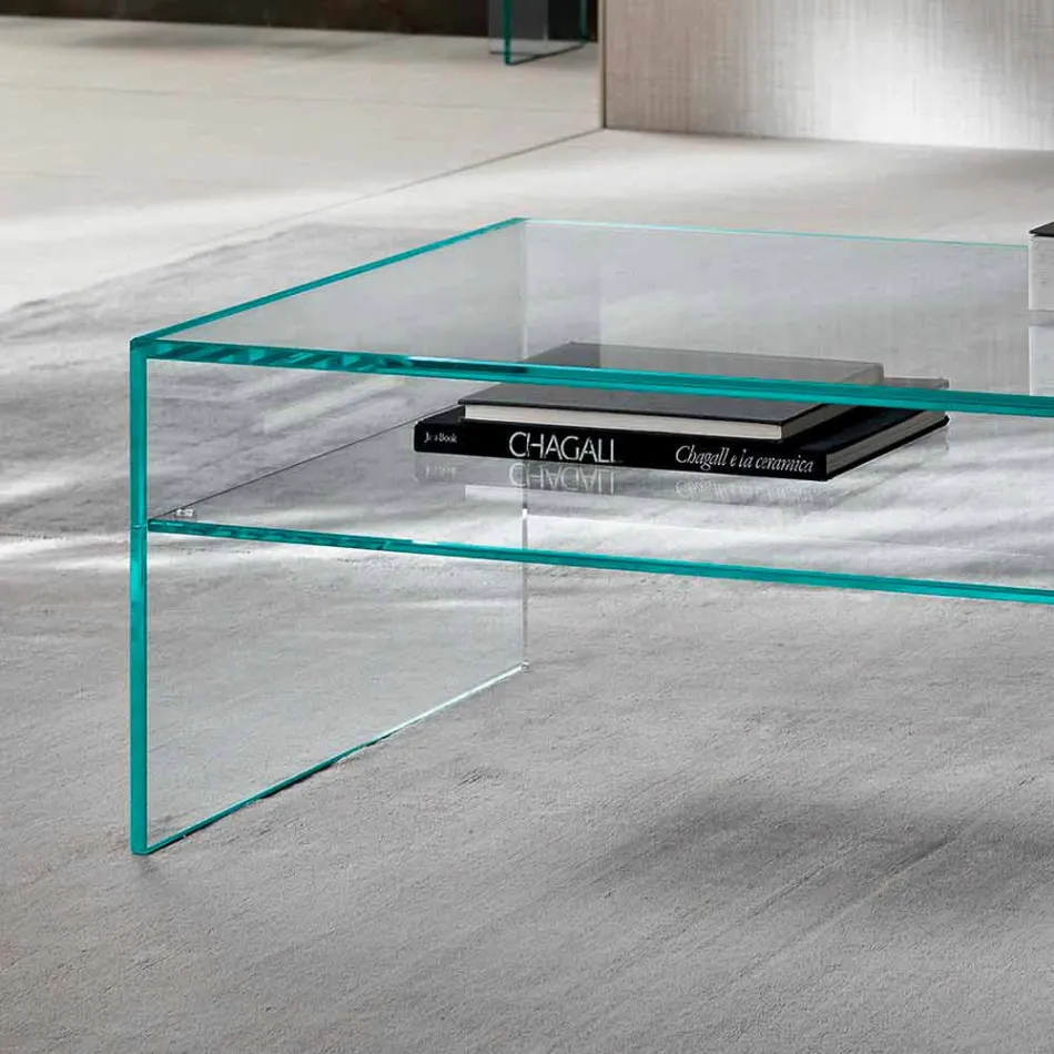 Bridge coffee table in extra-clear glass Made in Italy - Tifrana Viadurini