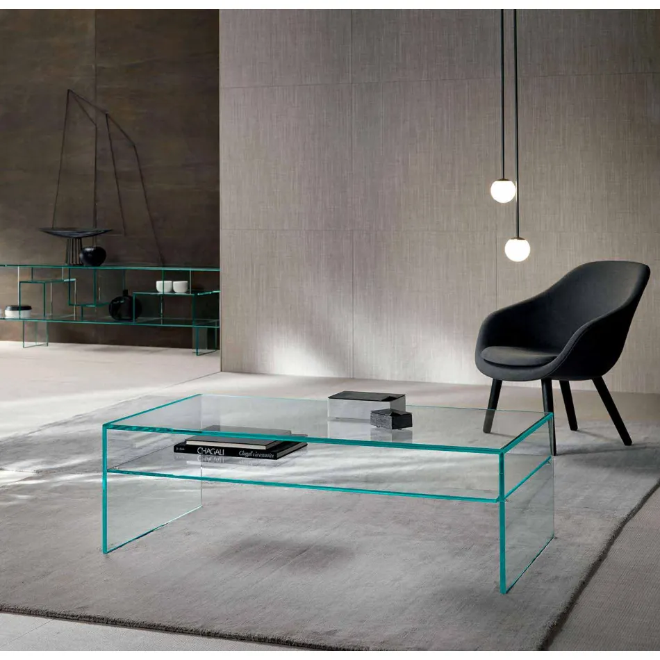 Bridge coffee table in extra-clear glass Made in Italy - Tifrana Viadurini