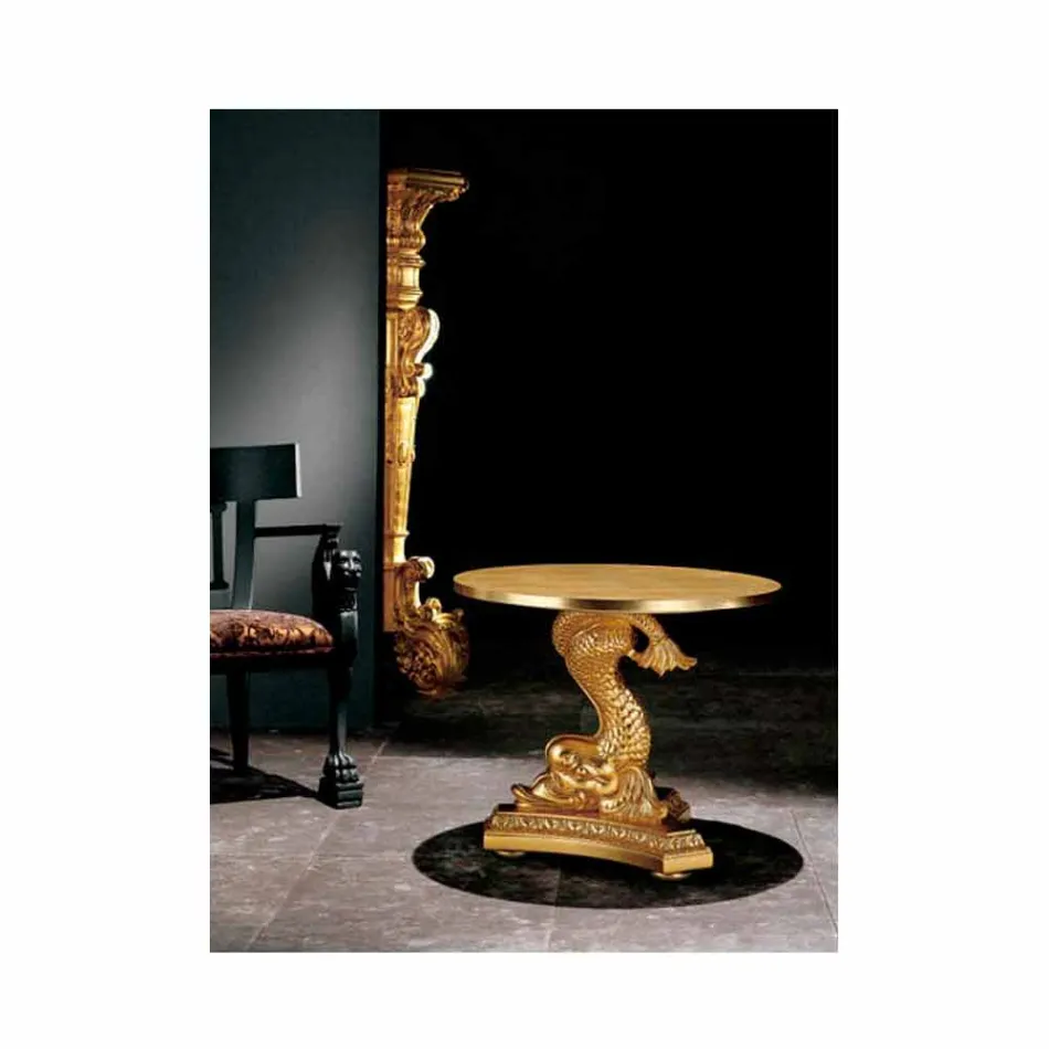 Classic carved solid wood coffee table, Ciro Viadurini