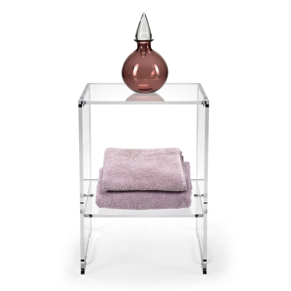 Coffee Table with 1 Shelf in Transparent Plexiglass Made in Italy - Mulan Viadurini