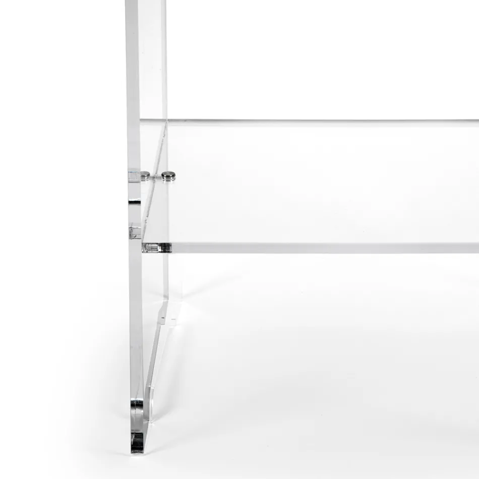 Coffee Table with 1 Shelf in Transparent Plexiglass Made in Italy - Mulan Viadurini