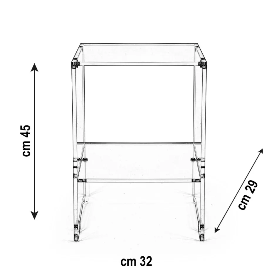 Coffee Table with 1 Shelf in Transparent Plexiglass Made in Italy - Mulan Viadurini