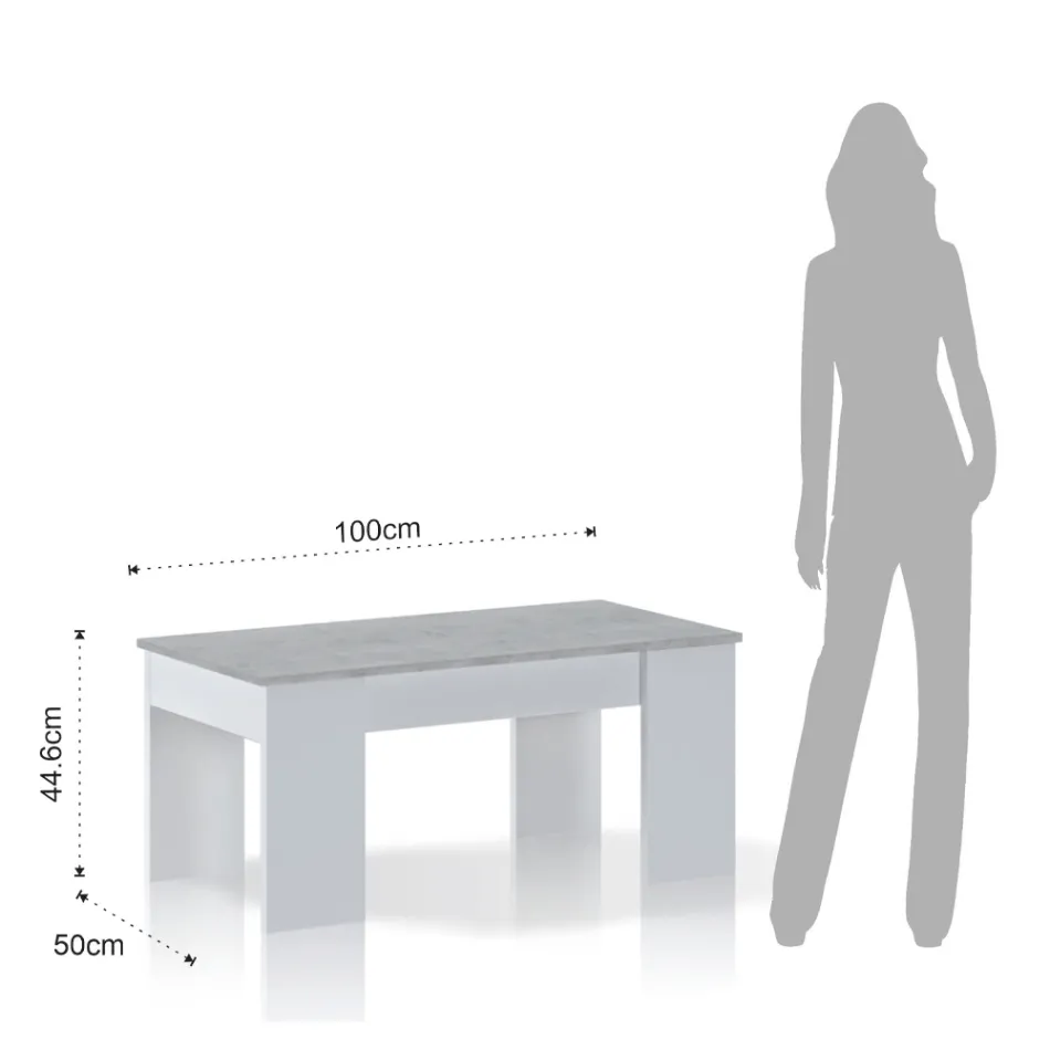 Coffee Table with Wooden Container - Scandio Viadurini