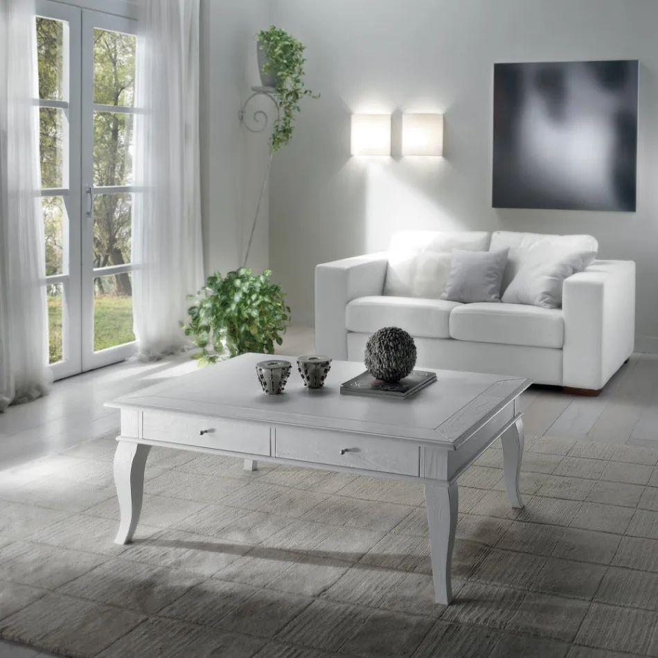 Coffee Table with Solid Parts in Ay - ous and Linden Made in Italy - Era Viadurini