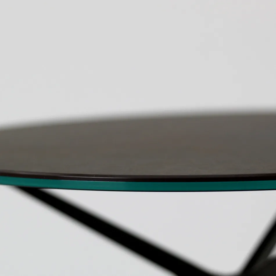 Coffee Table with Round Porcelain Stoneware Top Made in Italy - Siste Viadurini