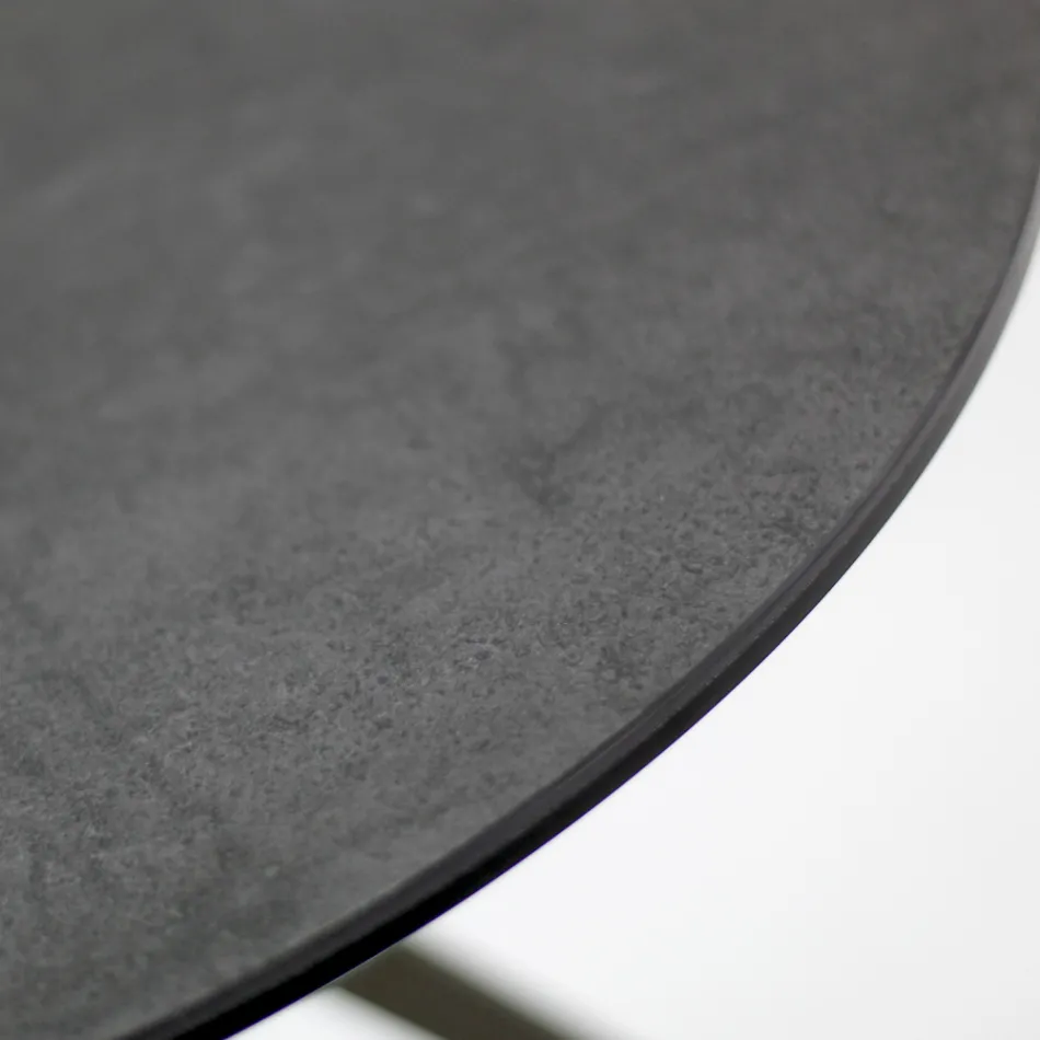 Coffee Table with Round Porcelain Stoneware Top Made in Italy - Siste Viadurini