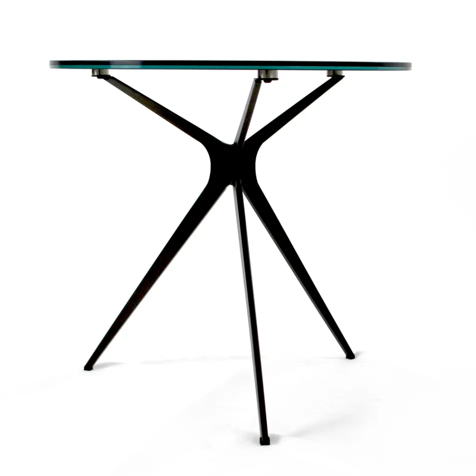 Coffee Table with Round Porcelain Stoneware Top Made in Italy - Siste Viadurini