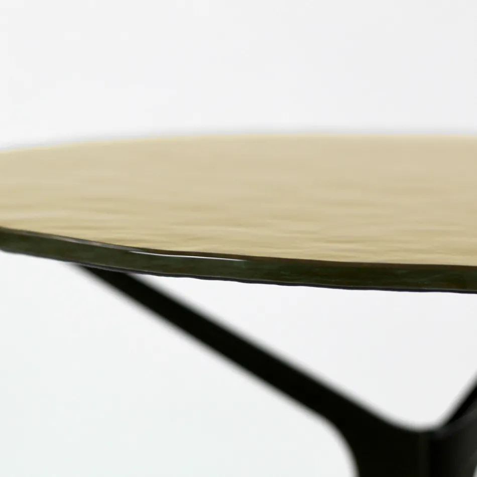 Coffee Table with Round Glass Top and 3 Legs Made in Italy - Siste Viadurini