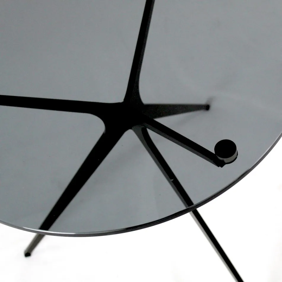 Coffee Table with Round Glass Top and 3 Legs Made in Italy - Siste Viadurini