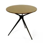 Coffee Table with Round Glass Top and 3 Legs Made in Italy - Siste Viadurini