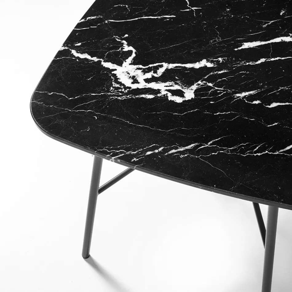 Coffee Table with Square Marble Top Made in Italy - Makino Viadurini