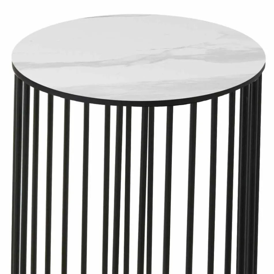 Coffee Table with Round Ceramic Top Made in Italy - Montebianco Viadurini