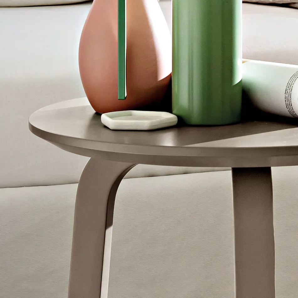 Lounge Coffee Table with Round Lacquered MDF Top Made in Italy, Precious - Tobiko Viadurini