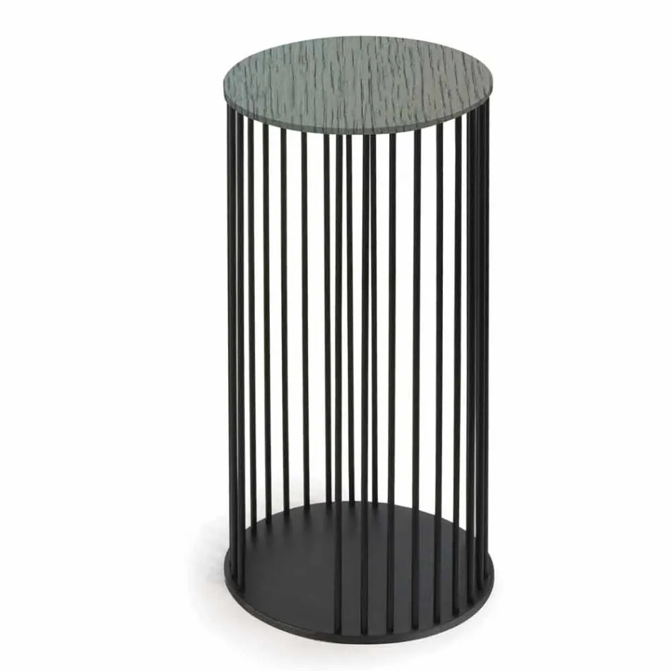 Coffee Table with Round Wooden Top Made in Italy - Montebianco Viadurini