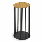 Coffee Table with Round Wooden Top Made in Italy - Montebianco Viadurini