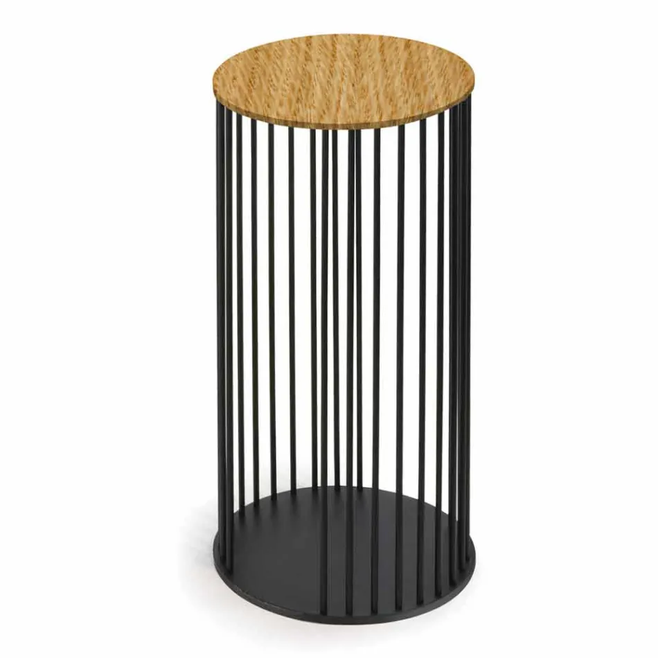 Coffee Table with Round Wooden Top Made in Italy - Montebianco Viadurini