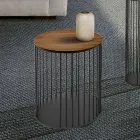 Coffee Table with Round Wooden Top Made in Italy - Montebianco Viadurini