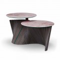 Luxury Coffee Table with 2 Round Tops in Gres Made in Italy - Stockholm