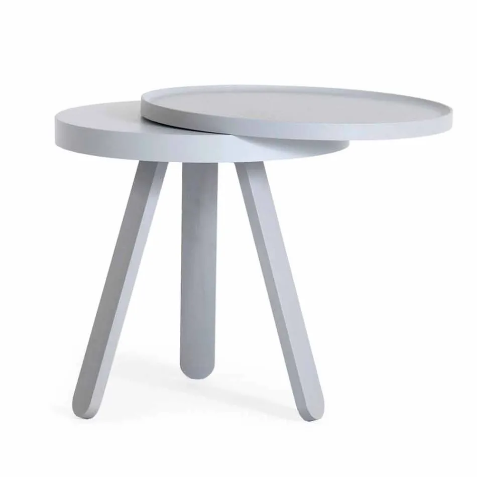 Design Coffee Table with Round Top and Solid Wood Legs - Salerno Viadurini