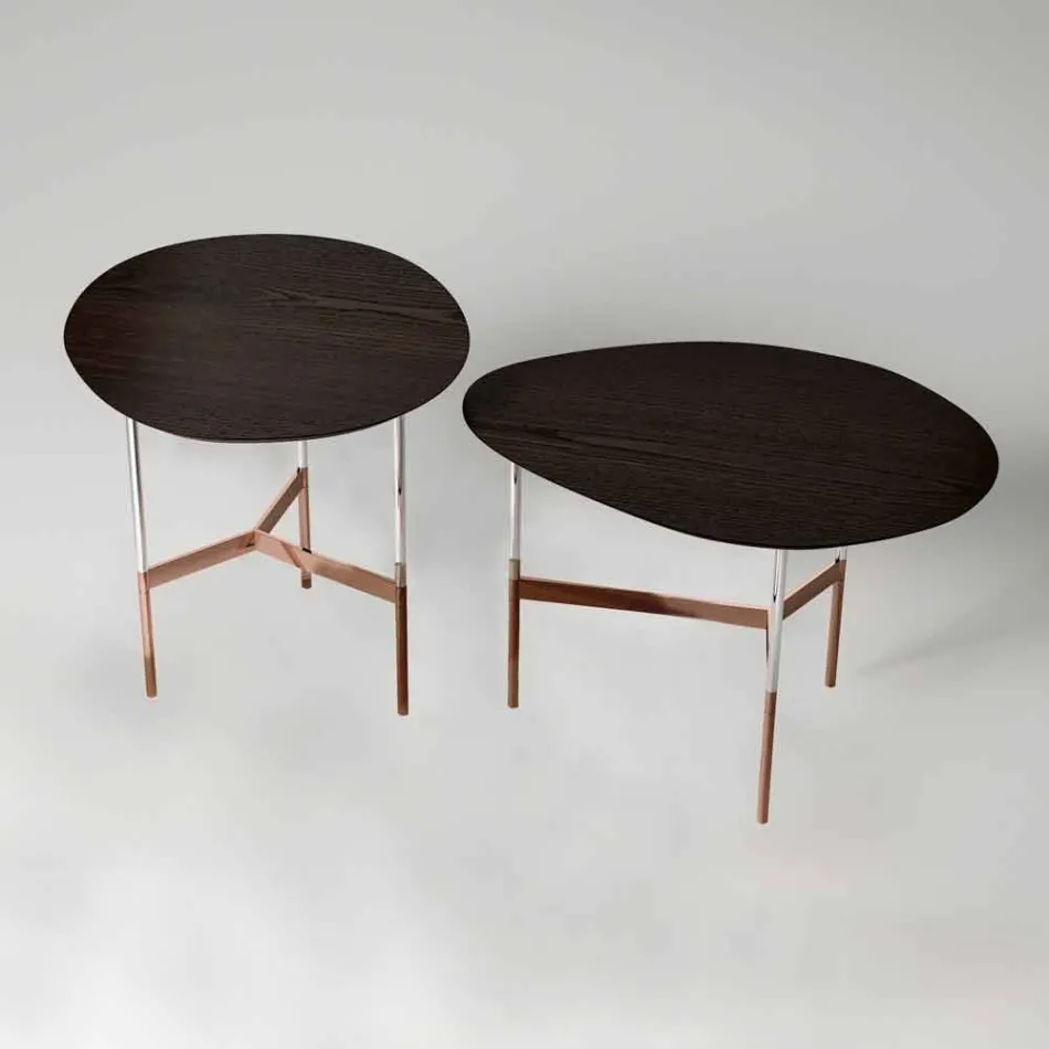 Design Coffee Table with Wooden Top Made in Italy - Cinci Viadurini