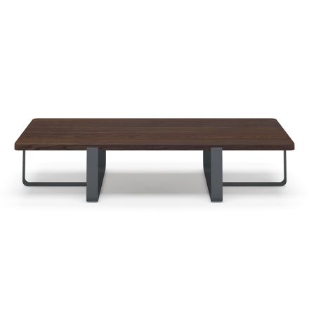 Luxury Coffee Table in Colored Metal and Wooden Top - Anacleto Viadurini