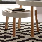 Coffee table in beech wood with top in white Pineto polypropylene Viadurini