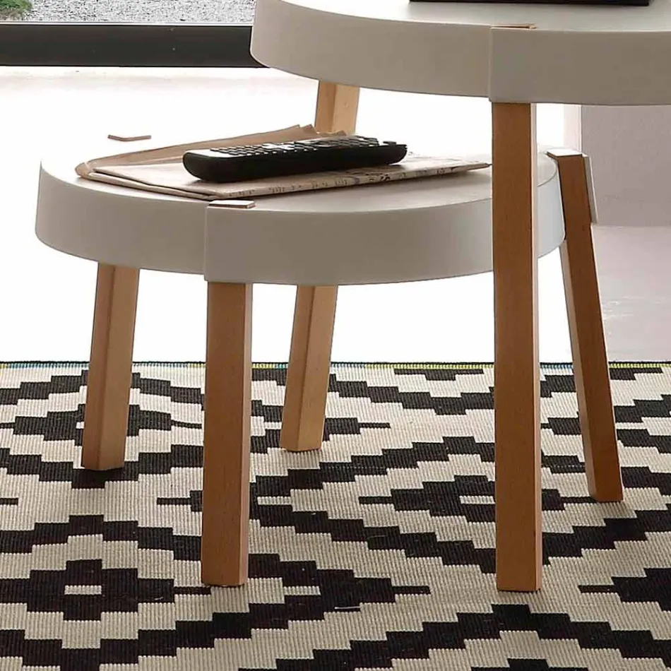 Coffee table in beech wood with top in white Pineto polypropylene Viadurini