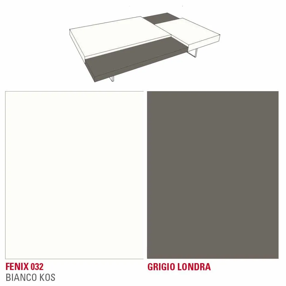 Fenix Coffee Table with Transparent Feet Made in Italy - Justin Viadurini