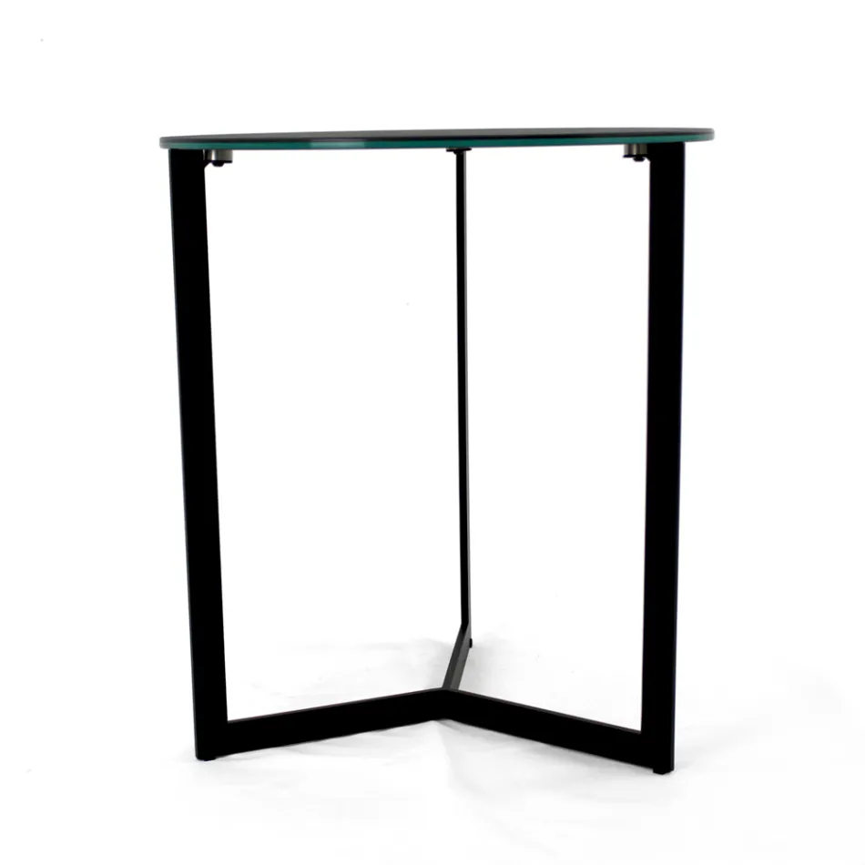 Stoneware Coffee Table with Steel Base Made in Italy - Aspira Viadurini