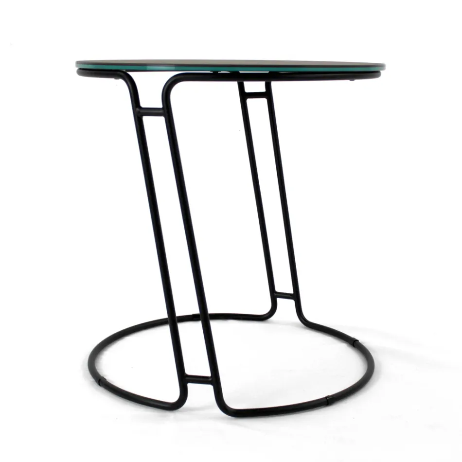 Coffee Table in Porcelain Grès and Round Base Made in Italy - Tullia Viadurini