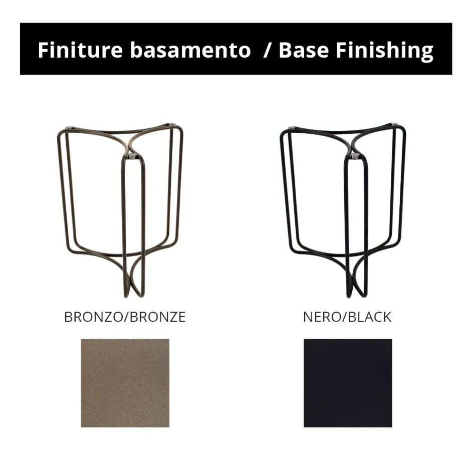 Coffee Table in Round Stoneware and Base with 3 Crescents Made in Italy - Arepa Viadurini