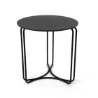 Coffee Table in Round Stoneware and Base with 3 Crescents Made in Italy - Arepa Viadurini