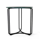 Coffee Table in Round Stoneware and Base with 3 Crescents Made in Italy - Arepa Viadurini