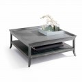 Classic design lounge coffee table Berit, silver lacquered wood