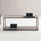 Metal Coffee Table with Crystal Tops Made in Italy - Fermio Viadurini