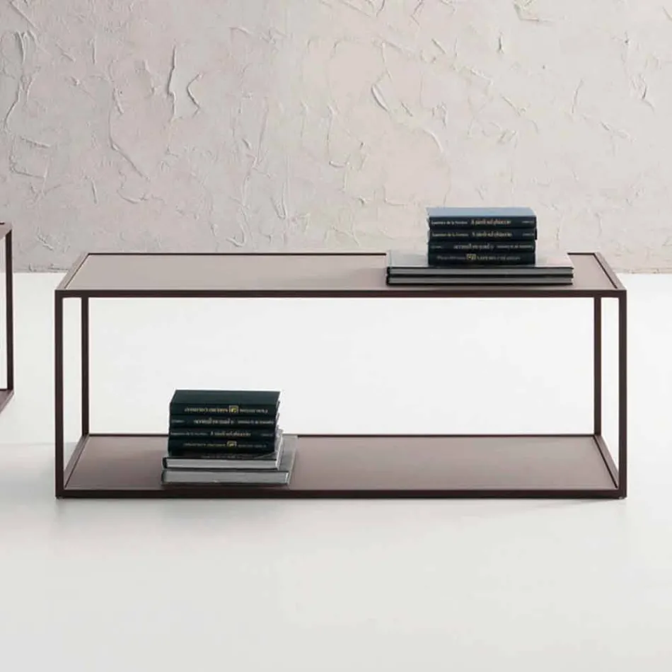 Metal Coffee Table with Crystal Tops Made in Italy - Fermio Viadurini