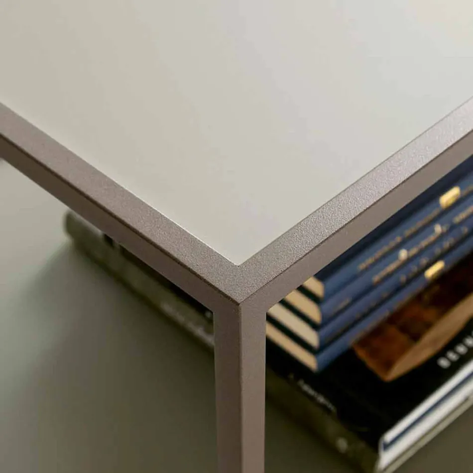 Metal Coffee Table with Crystal Tops Made in Italy - Fermio Viadurini