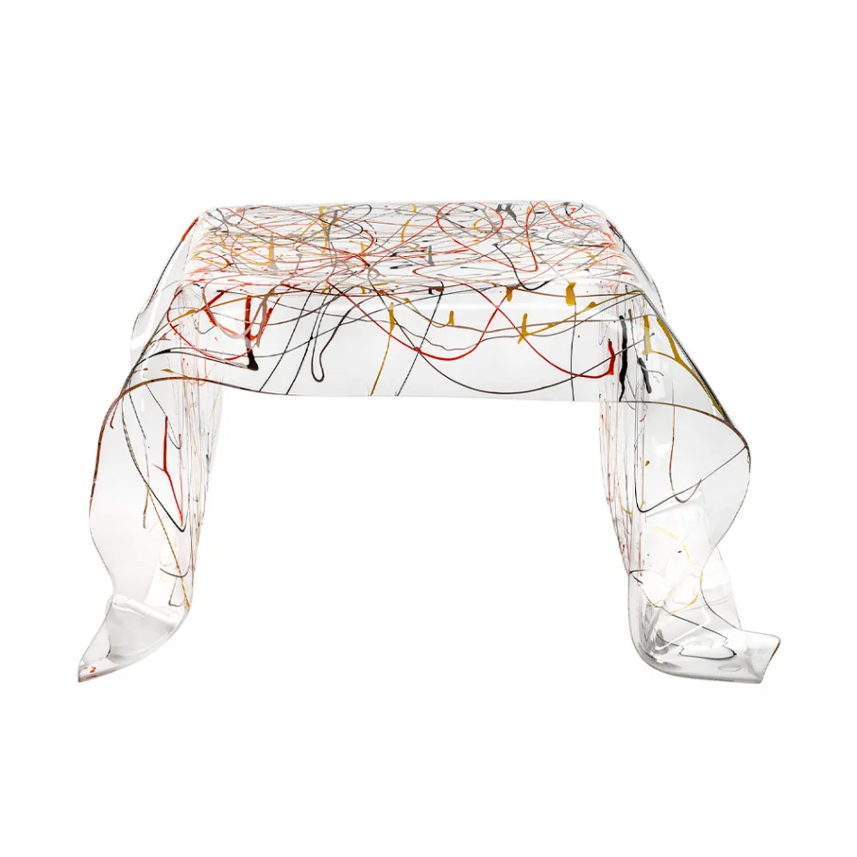 Hand-Drapped Plexiglass Coffee Table Made in Italy - Pippo Viadurini