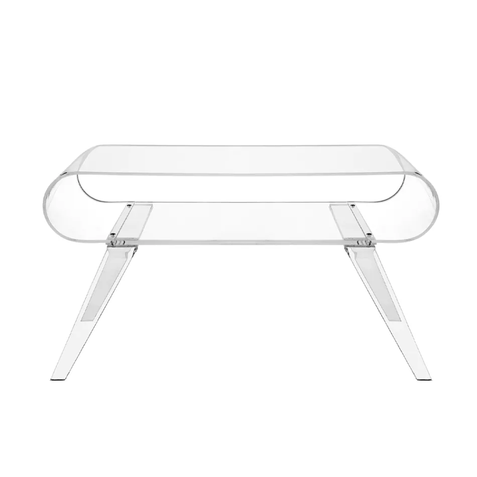 Coffee Table in Transparent Plexiglass or with Design Wood - Plaster Viadurini