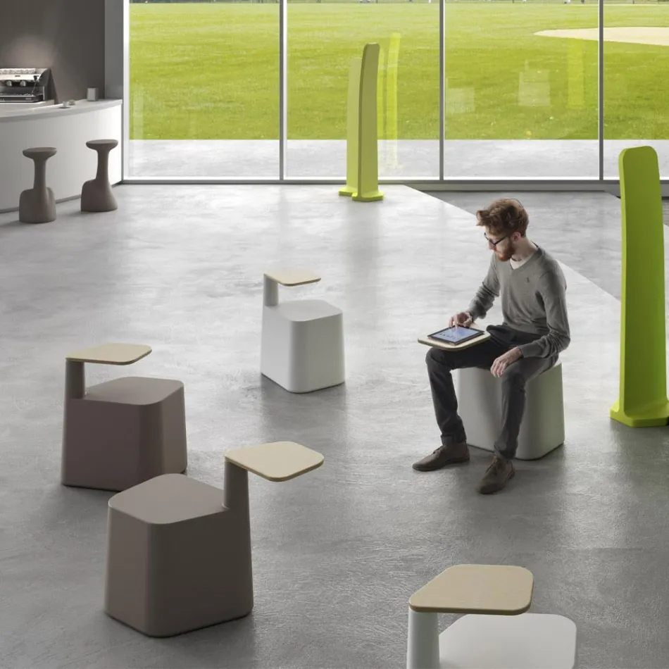 Coffee Table in Polyethylene and Birch Wood Made in Italy - Clio Viadurini