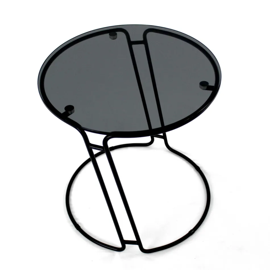 Glass Coffee Table and Round Base Made in Italy - Tullia Viadurini