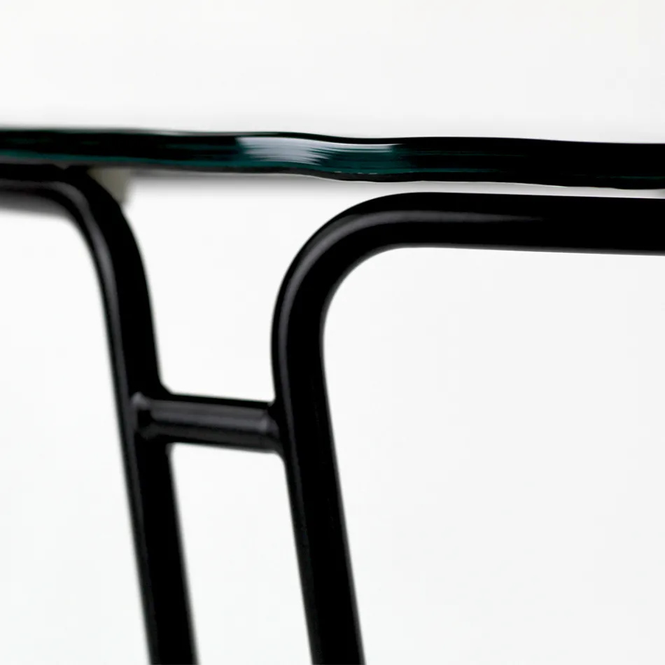 Glass Coffee Table and Round Base Made in Italy - Tullia Viadurini