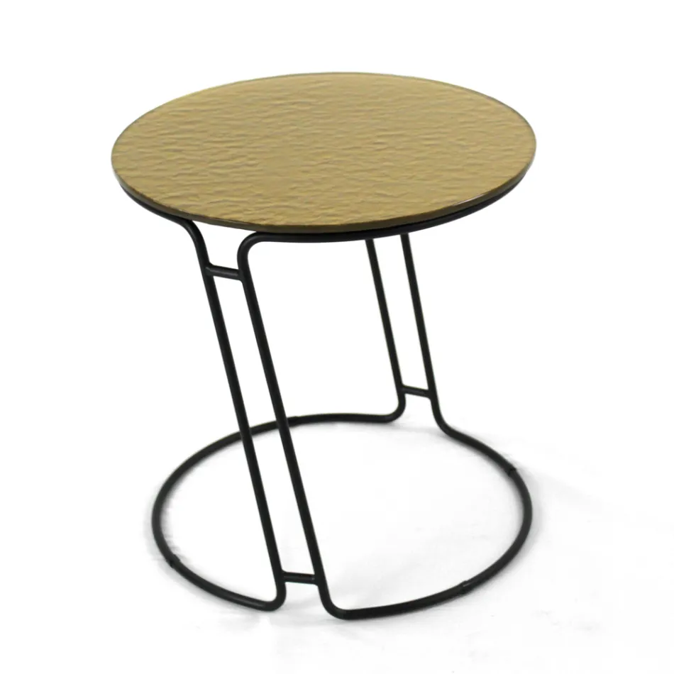 Glass Coffee Table and Round Base Made in Italy - Tullia Viadurini