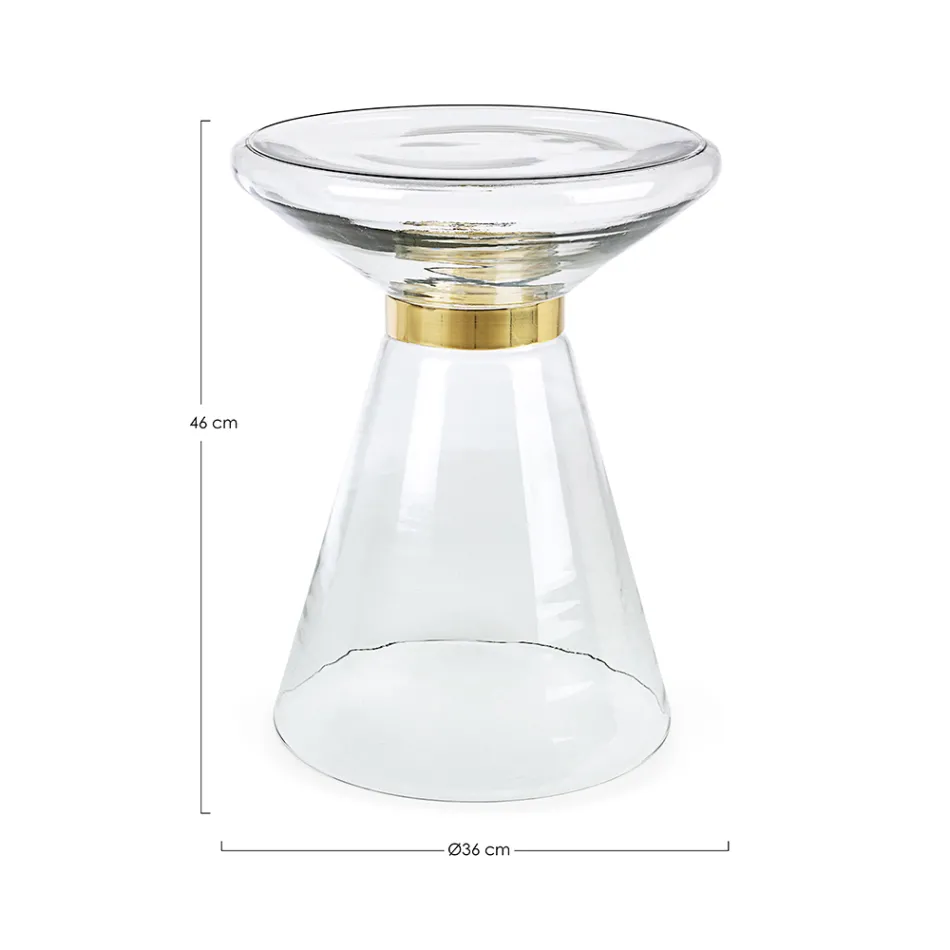 Coffee Table in Glass and Decor in Brass Plated Steel - Gabrio Viadurini