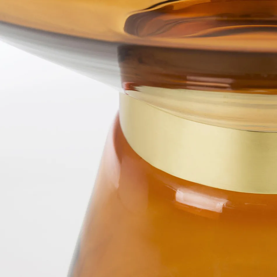 Coffee Table in Glass and Decor in Brass Plated Steel - Gabrio Viadurini