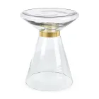 Coffee Table in Glass and Decor in Brass Plated Steel - Gabrio Viadurini