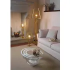 Glass and White Iron or Slate Coffee Table Made in Italy - Olfeo Viadurini